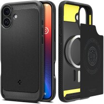 Защитный чехол Spigen (SGP) Rugged Armor (MagFit) для Apple iPhone 16 - Matte Black: фото 1 из 14