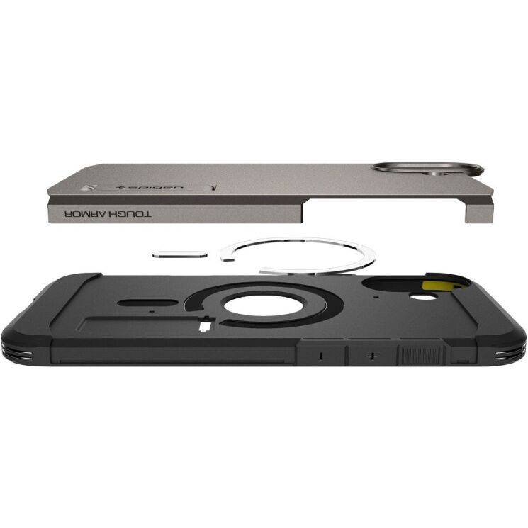 Защитный чехол Spigen (SGP) Tough Armor (MagFit) для Apple iPhone 16 - Gunmetal: фото 8 из 17