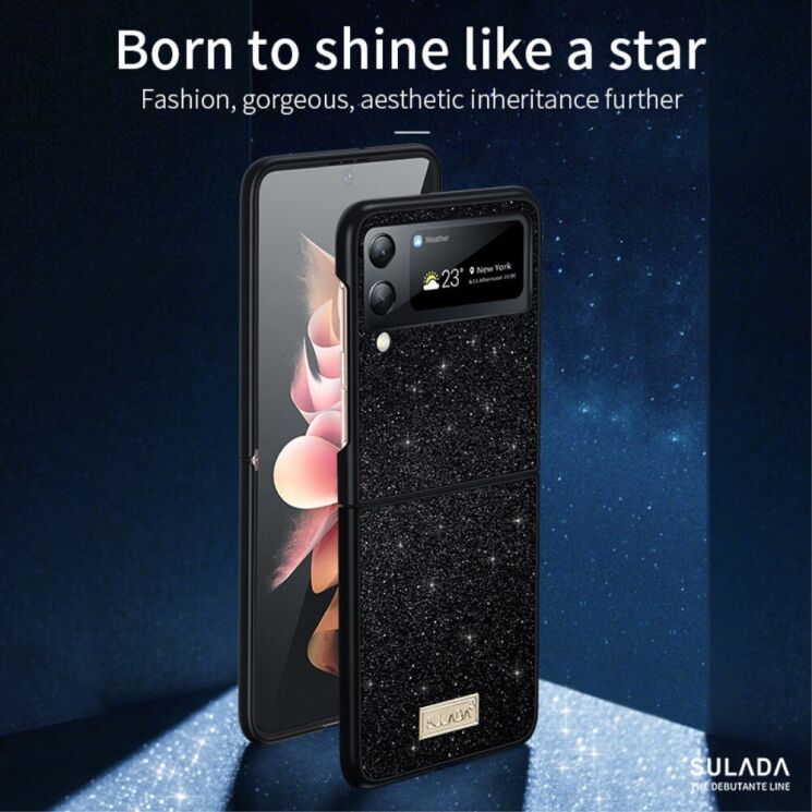 Защитный чехол SULADA Dazzling Glittery (FF) для Samsung Galaxy Flip 4 - Black: фото 7 из 8