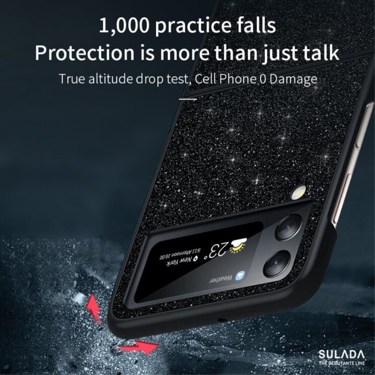 Защитный чехол SULADA Dazzling Glittery (FF) для Samsung Galaxy Flip 4 - Black: фото 6 из 8