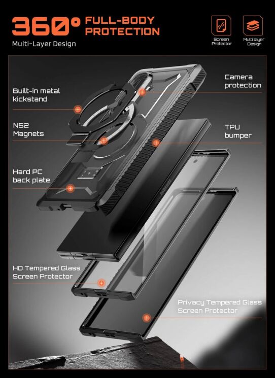 Защитный чехол Supcase UB Grip Magnetic для Samsung Galaxy Fold 8 Ultra (843439162198) - Black: фото 9 из 11