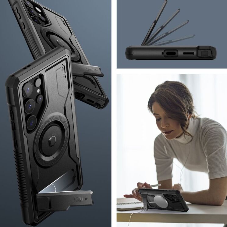 Захисний чохол Tech-Protect Kevlar MagSafe+ для Samsung Galaxy S24 Ultra (S928) - Black: фото 7 з 8