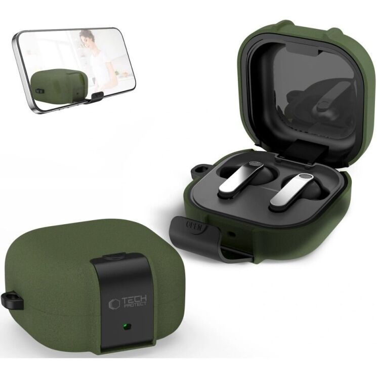 Защитный чехол Tech-Protect Slim Hook для Samsung Galaxy Buds 4 / Buds 4 Pro - Olive Green: фото 5 из 10