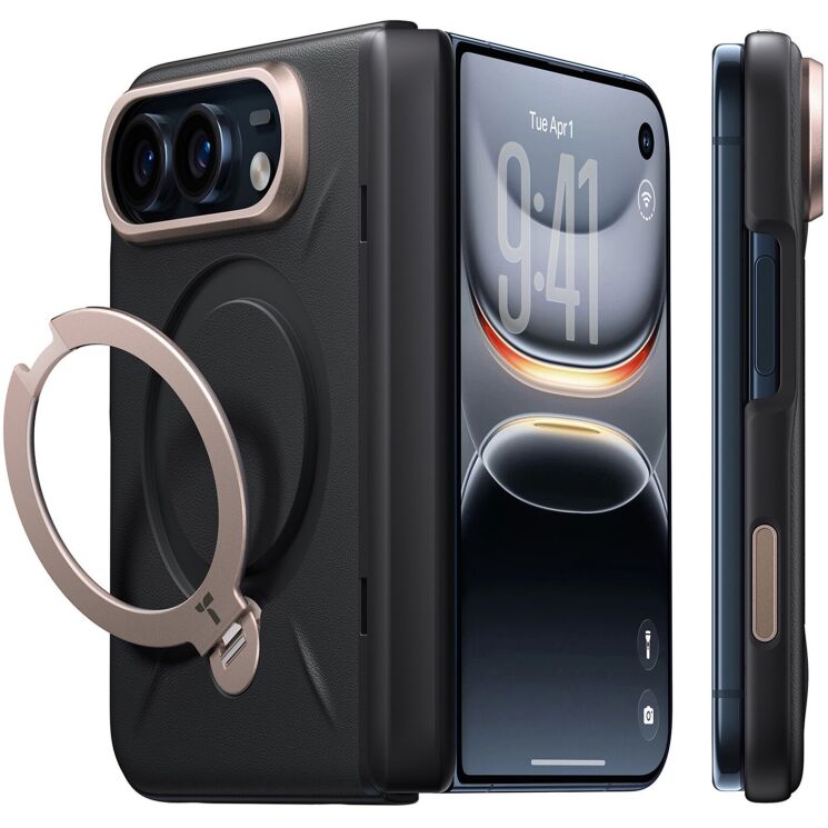 Защитный чехол TORRAS Ostand Q3 VegSkin with MagSafe (FF) для Apple iPhone Duo - Black: фото 1 из 6