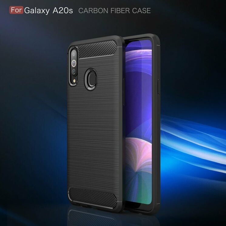 Захисний чохол UniCase Carbon для Samsung Galaxy A20s (A207) - Dark Blue: фото 2 з 10