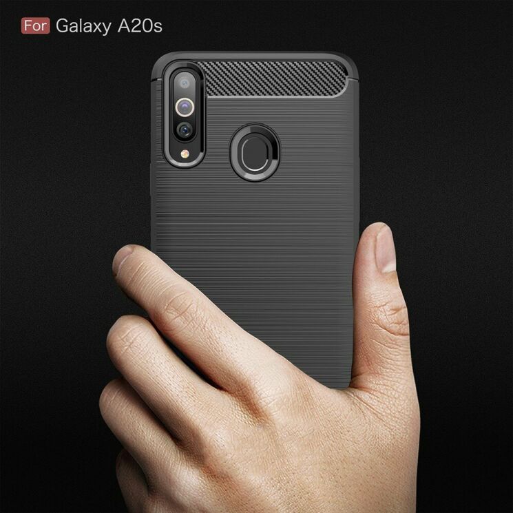 Захисний чохол UniCase Carbon для Samsung Galaxy A20s (A207) - Dark Blue: фото 8 з 10