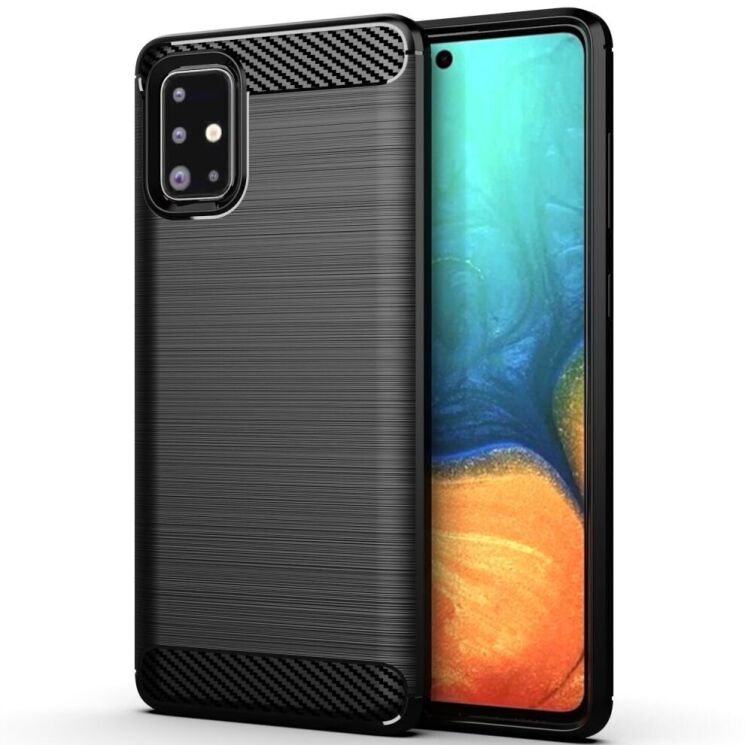 Защитный чехол UniCase Carbon для Samsung Galaxy A71 (A715) - Black: фото 1 из 8