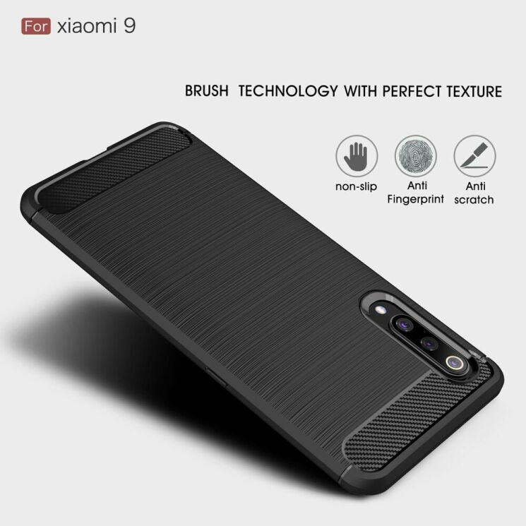 Силиконовый (TPU) чехол UniCase Carbon для Xiaomi Mi 9 - Black: фото 3 из 10