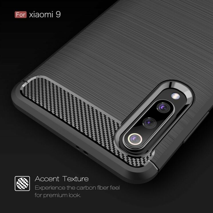 Силиконовый (TPU) чехол UniCase Carbon для Xiaomi Mi 9 - Black: фото 4 из 10