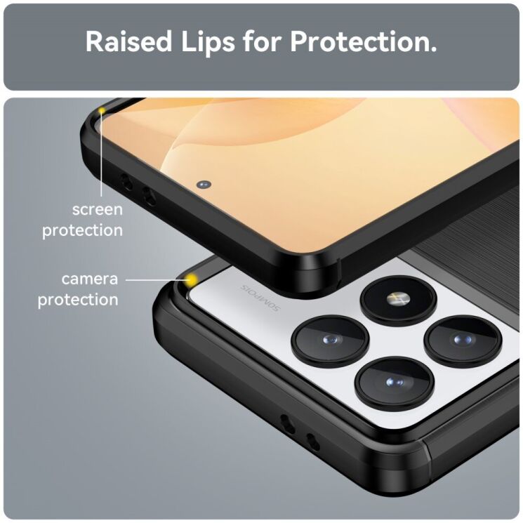 Защитный чехол UniCase Carbon для Xiaomi Poco F6 Pro - Red: фото 6 из 8