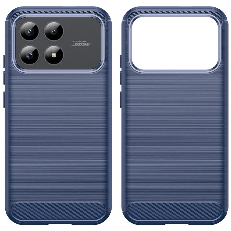 Захисний чохол UniCase Carbon для Xiaomi Poco F8 Pro - Blue: фото 2 з 8