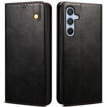 Защитный чехол UniCase Leather Wallet для Samsung Galaxy S24 FE (S721) - Black: фото 1 из 6