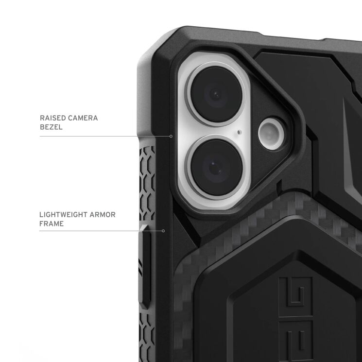 Захисний чохол URBAN ARMOR GEAR (UAG) Monarch Pro для Apple iPhone 16 - Carbon Fiber: фото 7 з 11