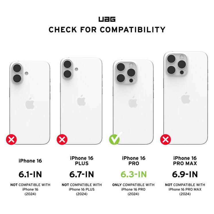 Защитный чехол URBAN ARMOR GEAR (UAG) Plasma для Apple iPhone 16 Pro - Ice: фото 11 из 11