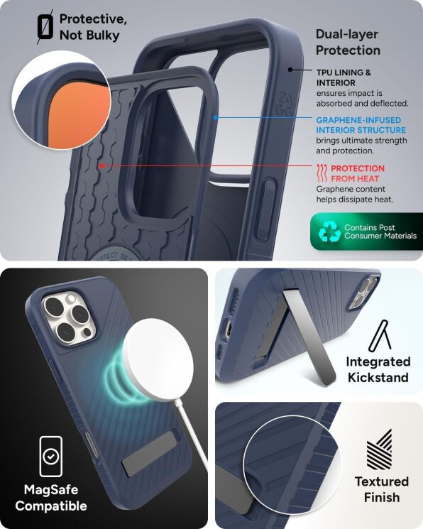 Захисний чохол Zagg Gear4 Denali Snap with Kickstand для Apple iPhone 15 Pro (702312348 / 702312718) - Black: фото 15 з 19