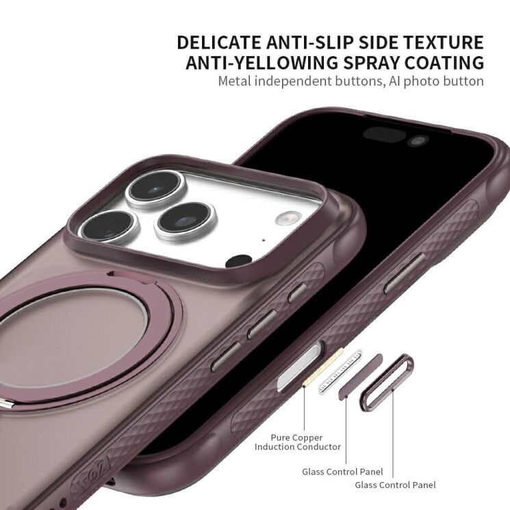 Защитный чехол ZGA Frost Ring Stand для Apple iPhone 18 Pro Max - Black: фото 5 из 10