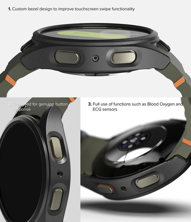 Защитный комплект Ringke Slim & Glass для Samsung Galaxy Watch 7 (44mm) 8809961787898 - Titanium Black: фото 8 из 16