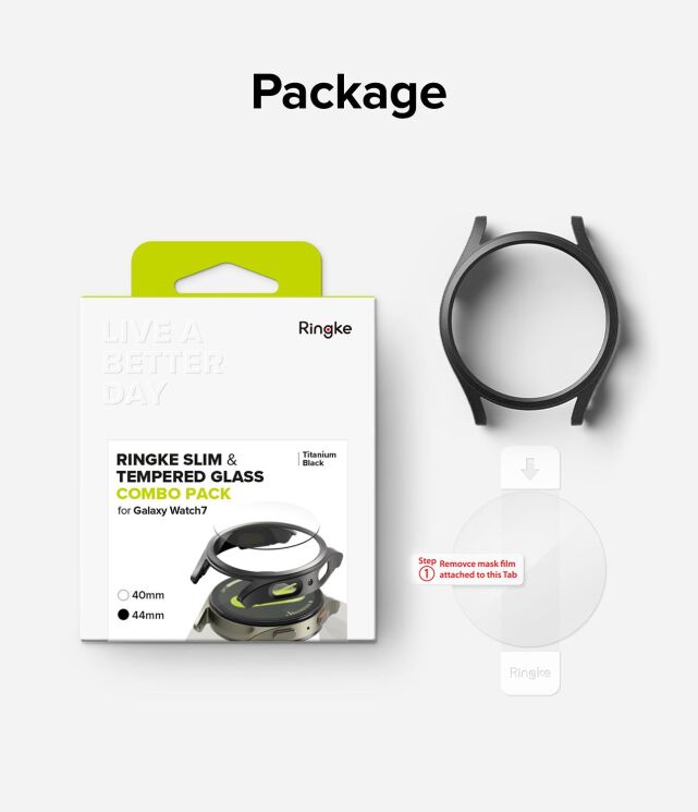Защитный комплект Ringke Slim & Glass для Samsung Galaxy Watch 7 (44mm) 8809961787898 - Titanium Black: фото 15 из 16