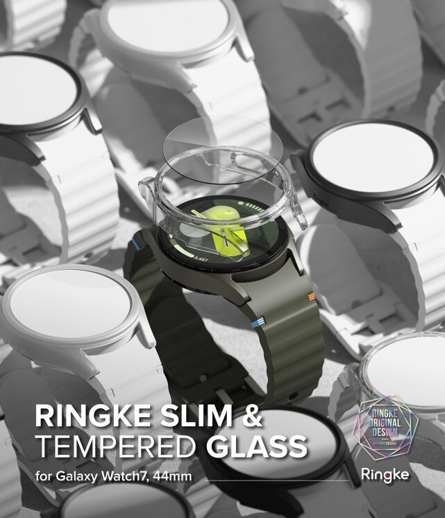 Защитный комплект Ringke Slim & Glass для Samsung Galaxy Watch 7 (44mm) 8809961787898 - Titanium Black: фото 2 из 16