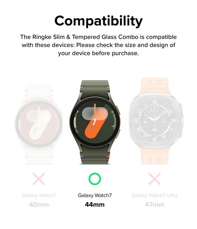 Защитный комплект Ringke Slim & Glass для Samsung Galaxy Watch 7 (44mm) 8809961787898 - Titanium Black: фото 3 из 16