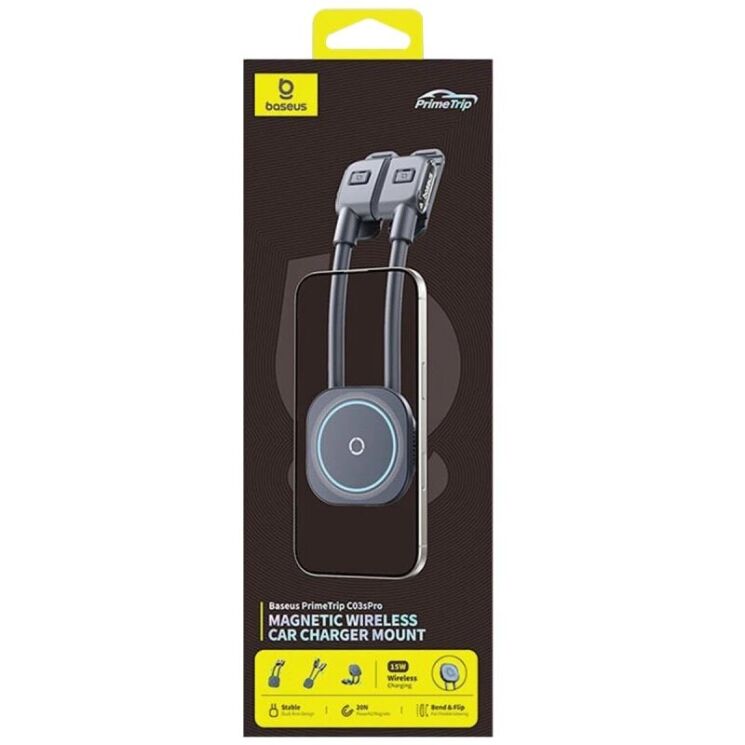Автомобільний тримач з бездротовою зарядкою Baseus PrimeTrip C03s Pro (C0013B) - Cosmic Black: фото 4 з 16