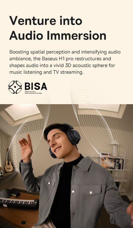 Беспроводные наушники Baseus Bowie H1 Pro A00050601113-00 - Cluster Black: фото 14 из 19