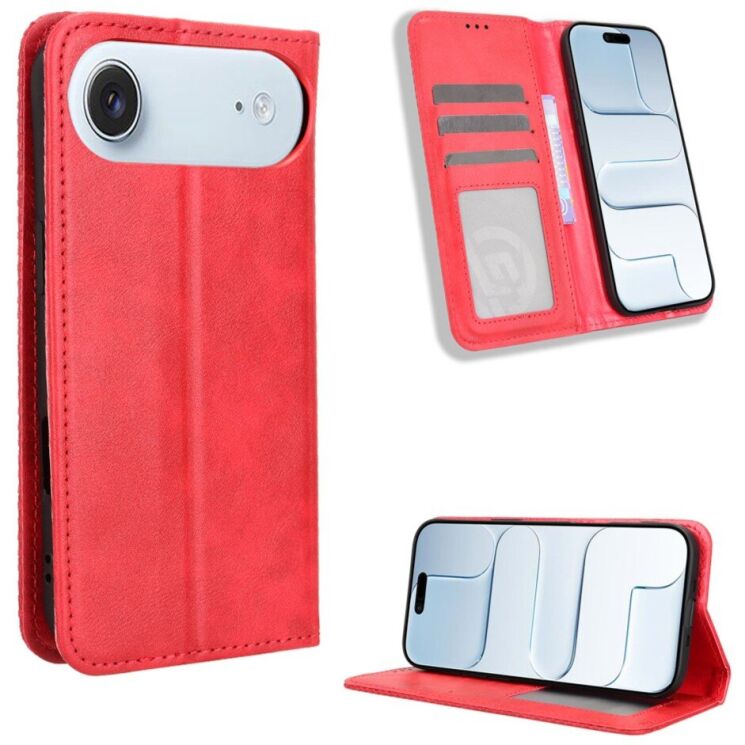 Чехол-книжка Deexe Retro Style для iPhone Air - Red: фото 2 из 19