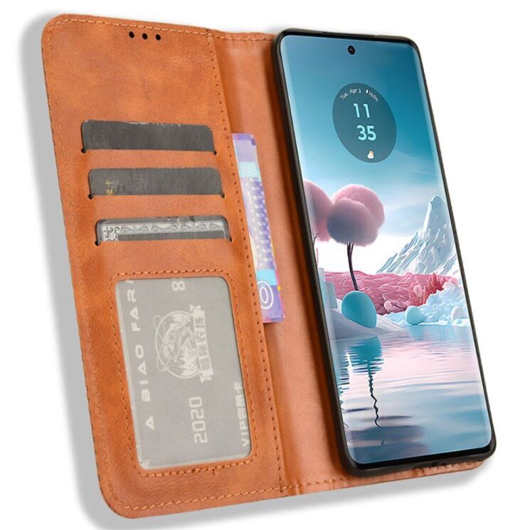 Чехол Deexe Retro Style для Motorola Edge 40 Neo - Brown: фото 2 из 7