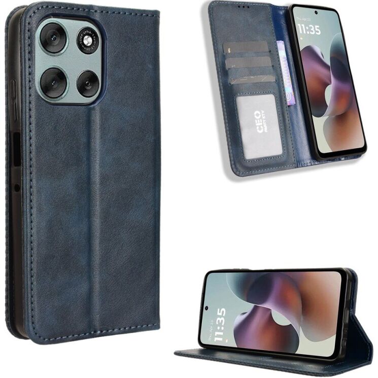 Чохол Deexe Retro Style для Motorola Moto G56 - Blue: фото 2 з 15