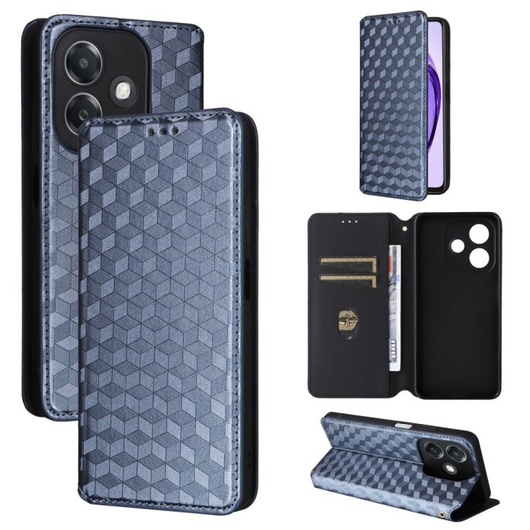 Чехол Deexe Rhombus Book для OPPO A3x / A3 / A40m - Blue: фото 6 из 8