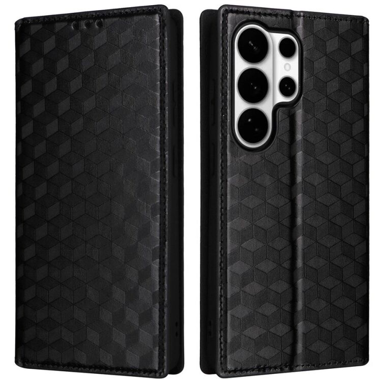 Чехол Deexe Rhombus Book для Samsung Galaxy S26 Ultra - Black: фото 1 из 7