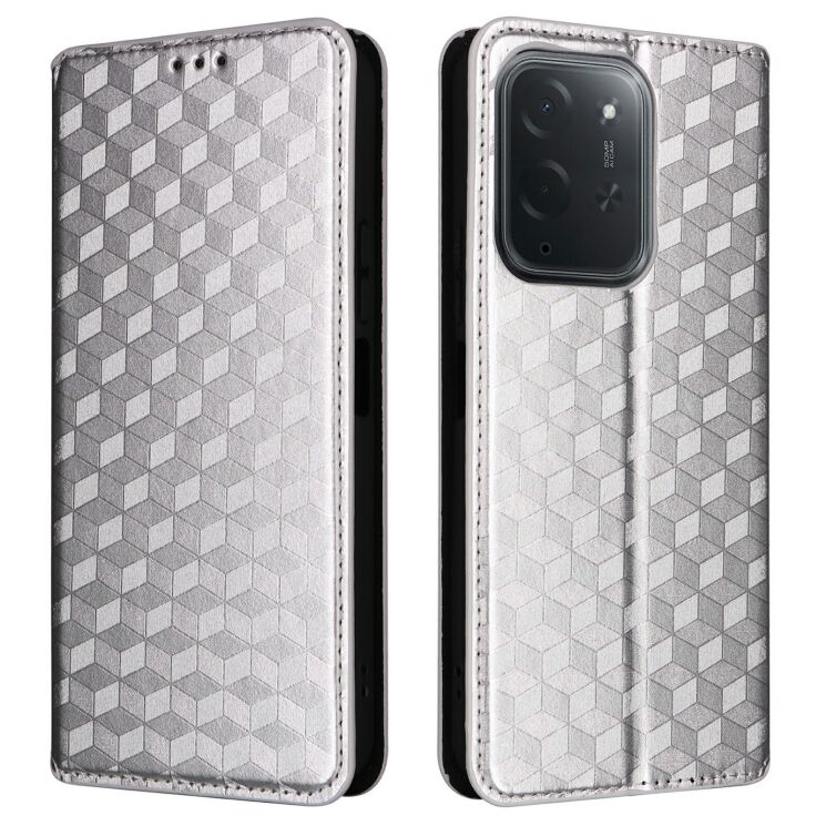 Чехол Deexe Rhombus Book для Xiaomi Poco C95 Pro - Silver: фото 1 из 7