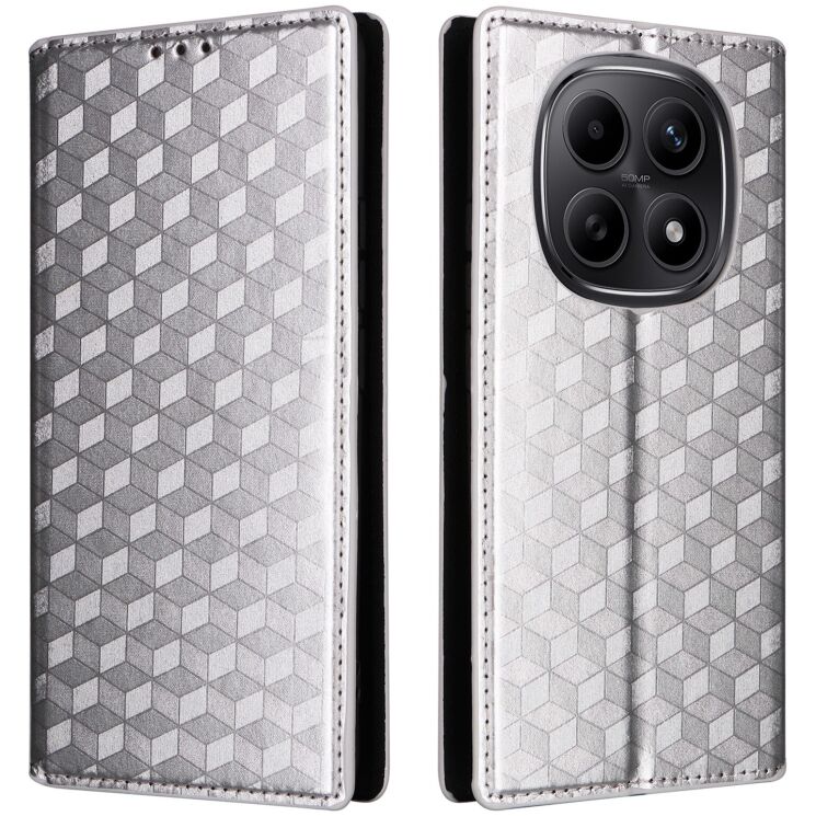 Чехол Deexe Rhombus Book для Xiaomi Redmi Note 15 (4G/5G) / Poco M8 - Silver: фото 1 из 8