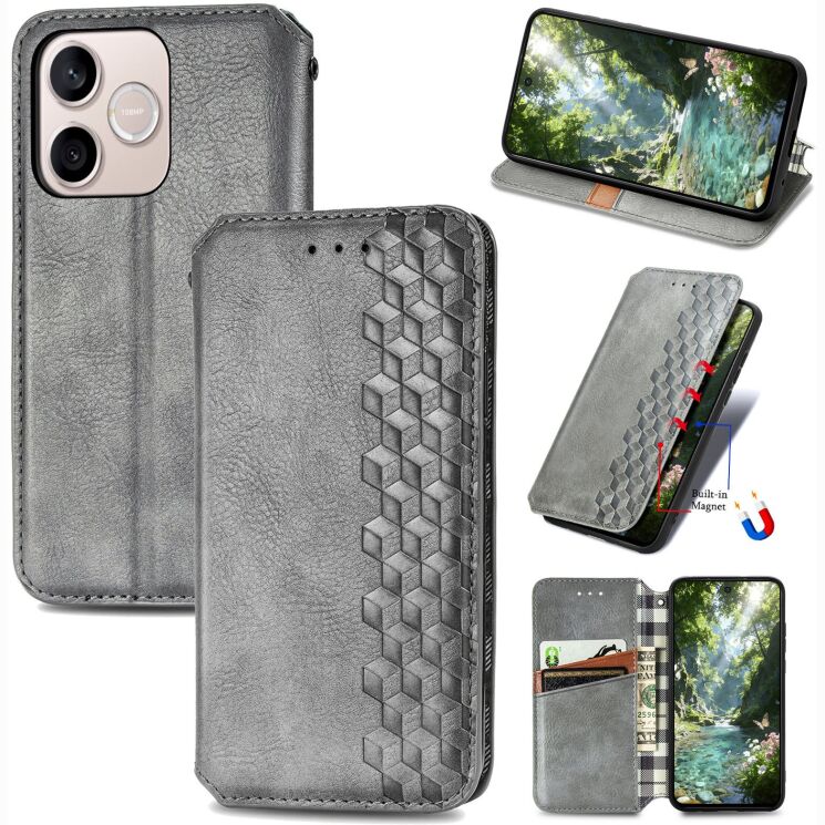 Чехол Deexe Rhombus Wallet для Honor 600 Lite - Grey: фото 1 из 8