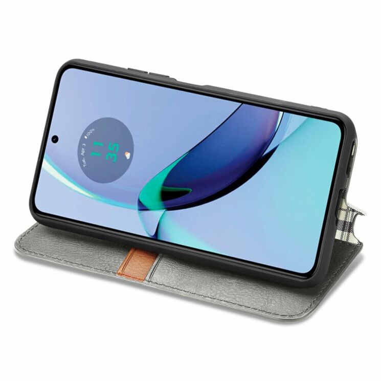 Чехол Deexe Rhombus Wallet для Motorola Moto G84 - Grey: фото 3 из 6