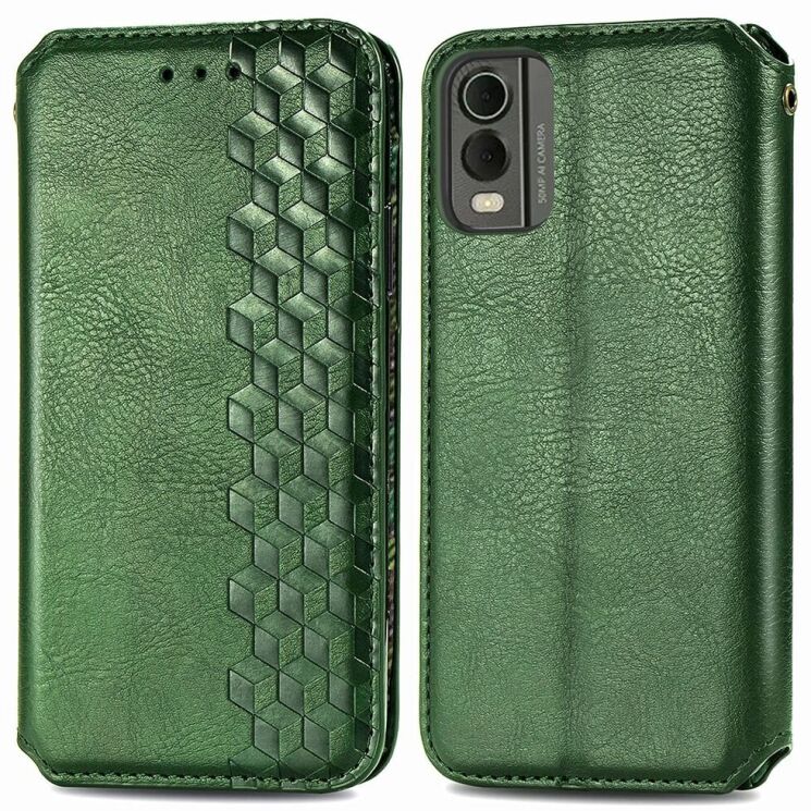 Чехол Deexe Rhombus Wallet для Nokia C32 - Green: фото 1 из 7