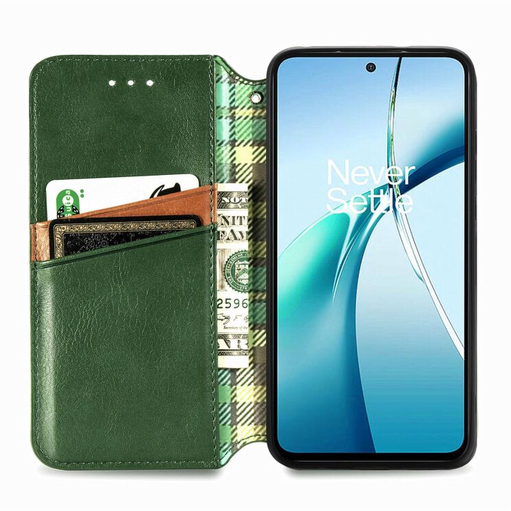 Чехол Deexe Rhombus Wallet для Samsung Galaxy A37 (A376) - Green: фото 2 из 8