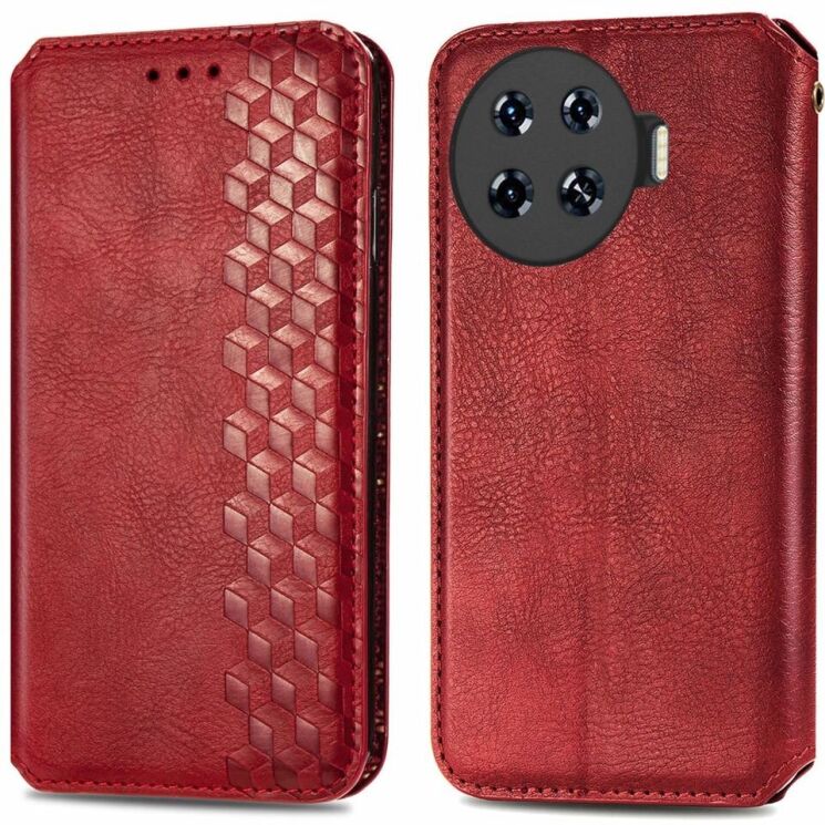 Чохол Deexe Rhombus Wallet для TECNO Spark 20 Pro+ - Red: фото 1 з 6
