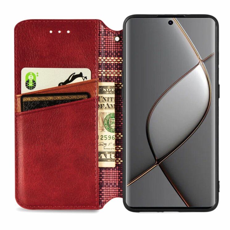 Чохол Deexe Rhombus Wallet для TECNO Spark 20 Pro+ - Red: фото 2 з 6