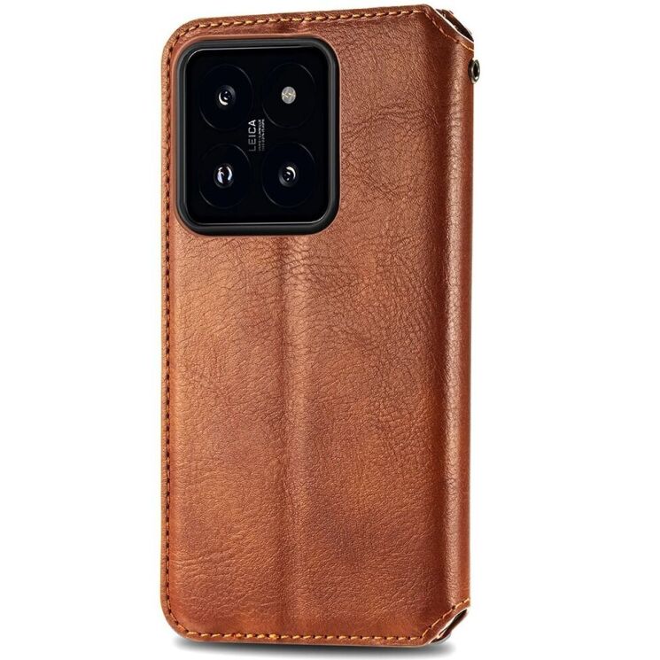 Чехол Deexe Rhombus Wallet для Xiaomi 14T - Brown: фото 5 из 6