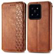 Чехол Deexe Rhombus Wallet для Xiaomi 14T - Brown (365702Z)