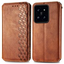 Чехол Deexe Rhombus Wallet для Xiaomi 14T - Brown: фото 1 из 6