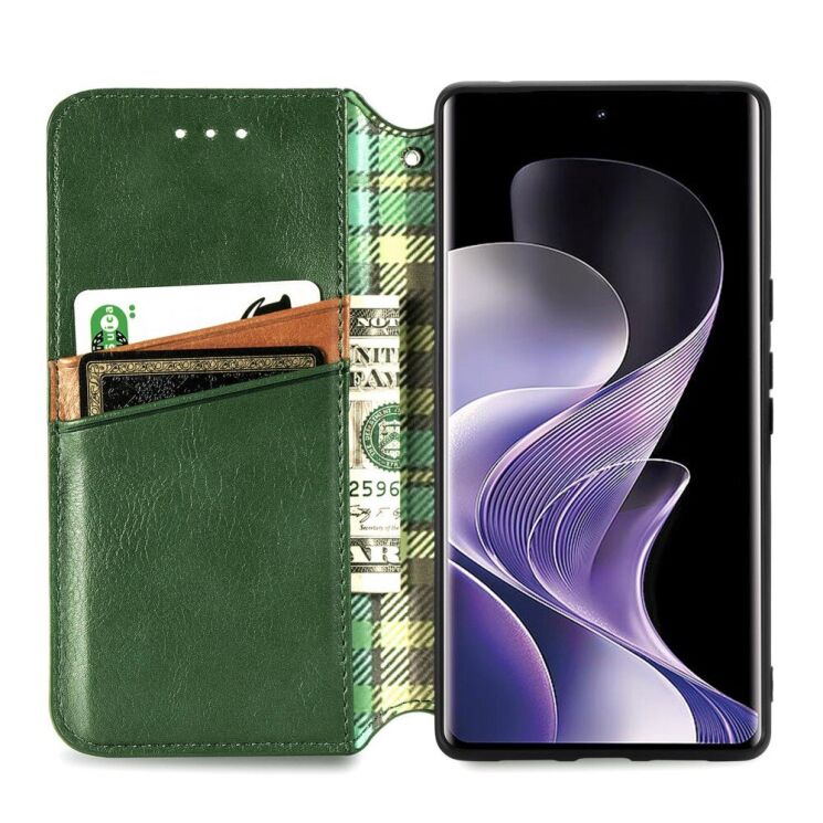 Чехол Deexe Rhombus Wallet для Xiaomi Redmi Note 14 Pro 5G - Green: фото 3 из 10