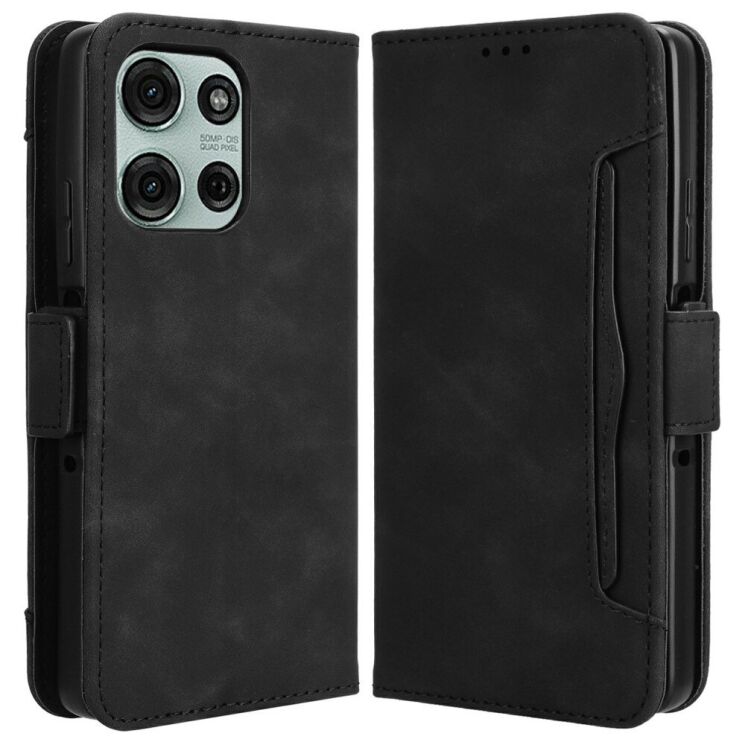Чехол Deexe Wallet Stand для Motorola Moto G75 - Black: фото 1 из 8