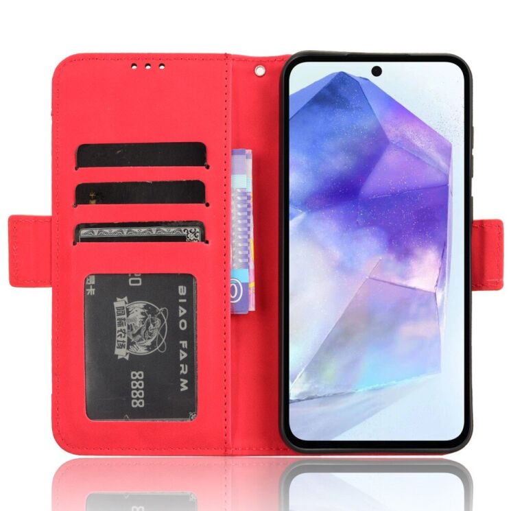 Чехол Deexe Wallet Stand для Samsung Galaxy A55 (A556) - Red: фото 2 из 7