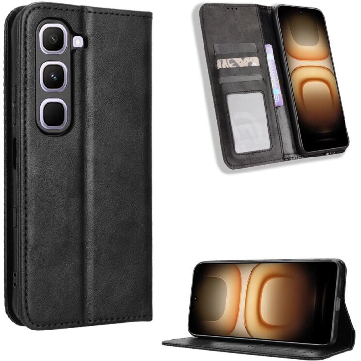 Чохол-книжка Deexe Retro Style для Infinix Hot 70 Pro - Black (331103B) Чохол-книжка Deexe Retro Style для Infinix Hot 70 Pro - Black: фото 2 з 18