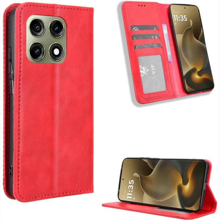 Чохол-книжка Deexe Retro Style для Motorola Edge 70 Pro - Red (412004R) Чохол-книжка Deexe Retro Style для Motorola Edge 70 Pro - Red: фото 2 з 19