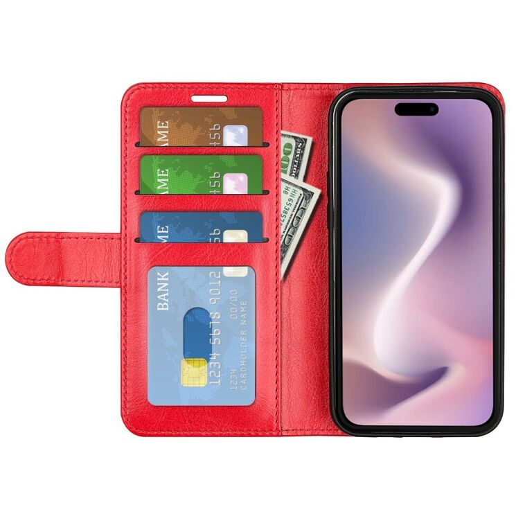 Чехол-книжка Deexe Wallet Style для Apple iPhone 16 Plus - Red: фото 2 из 6