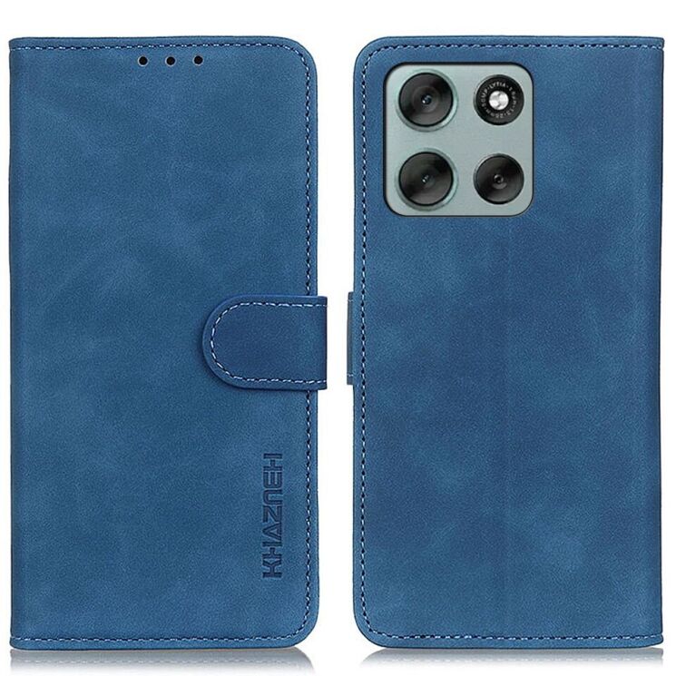 Чехол-книжка KHAZNEH Retro Wallet для Motorola Moto G56 - Blue: фото 1 из 7