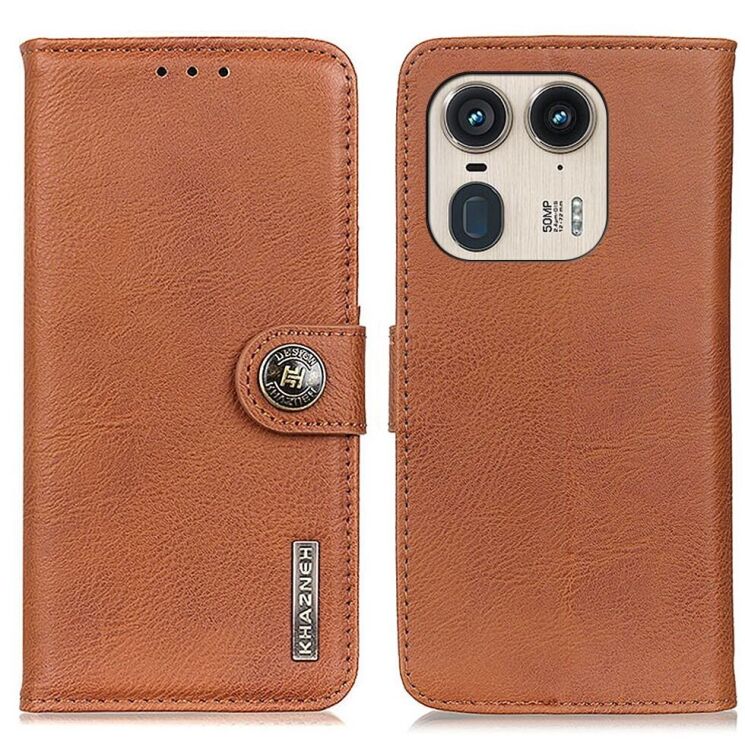 Чохол-книжка KHAZNEH Wallet Cover для Motorola Edge 50 Ultra - Brown: фото 1 з 8